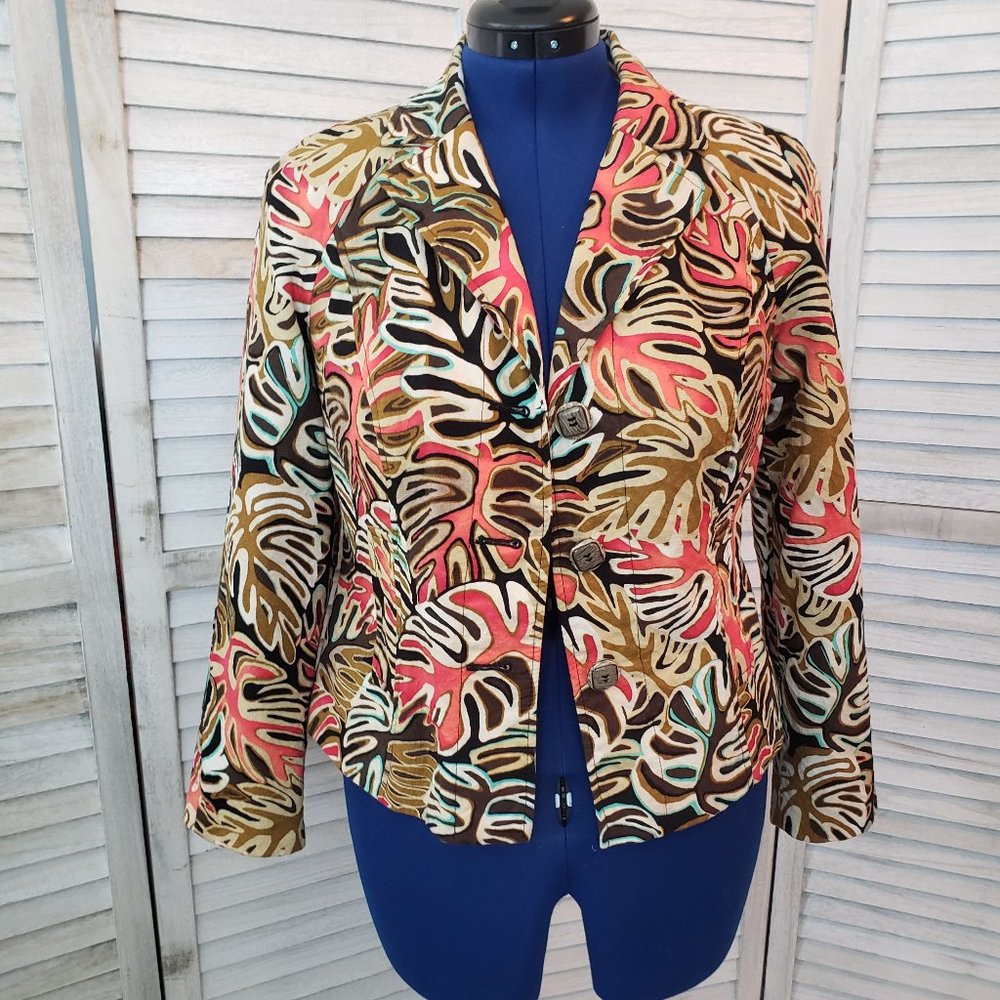 RQT Funky Palm Print Half Jacket / Blazer Small
